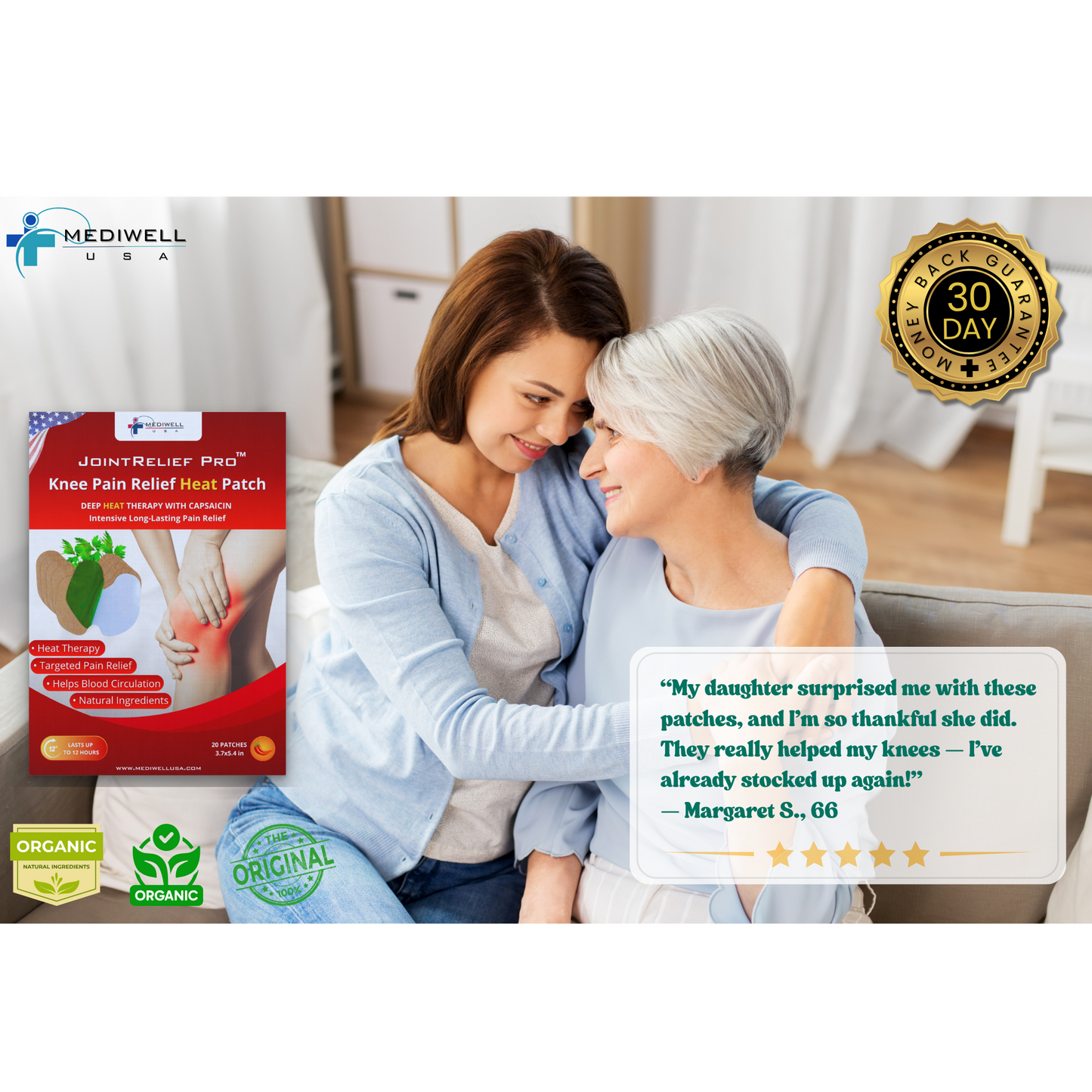 Mediwell JointRelief Pro™ Knee Pain Relief Heat Patch