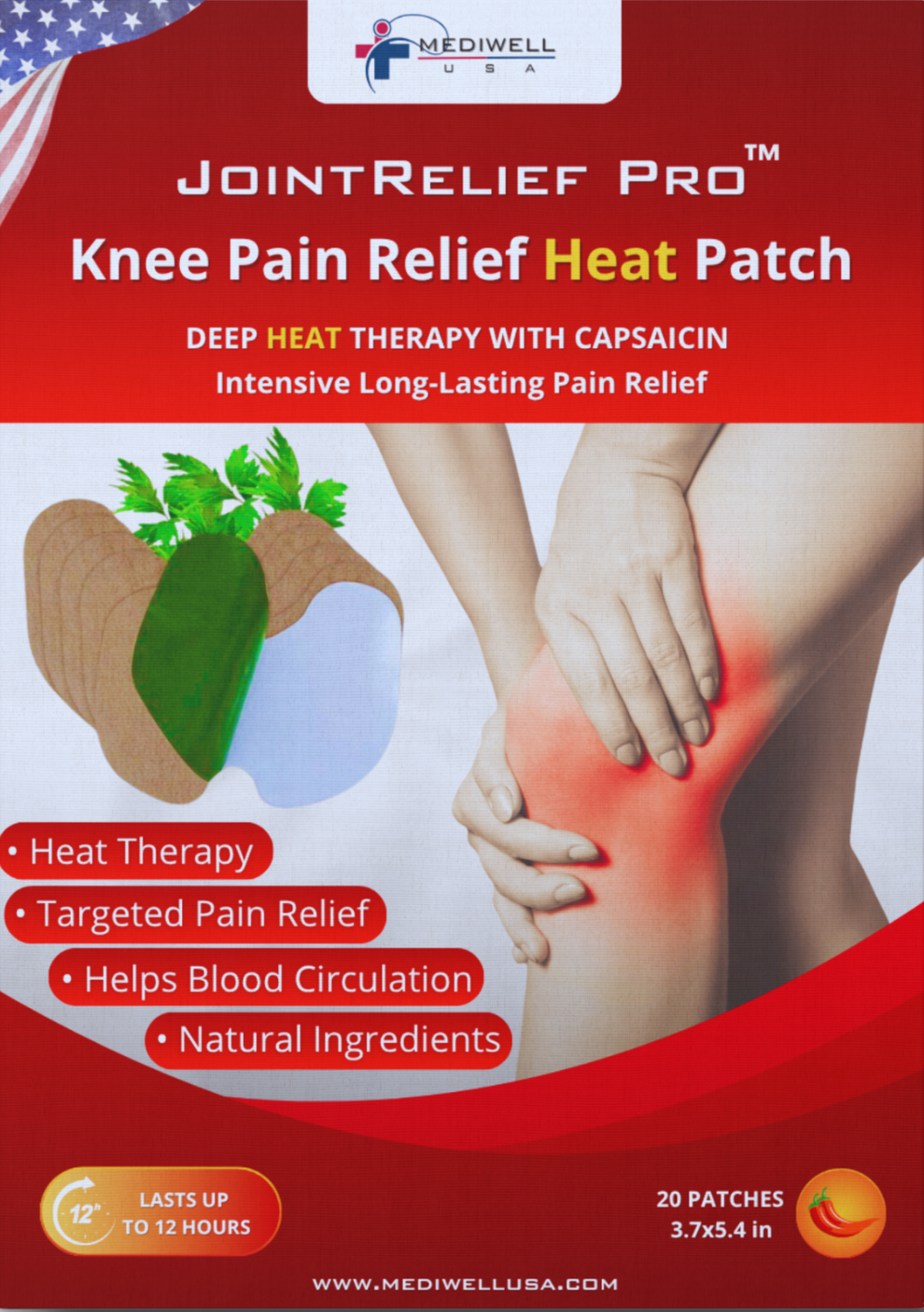 Mediwell JointRelief Pro™ Knee Pain Relief Heat Patch